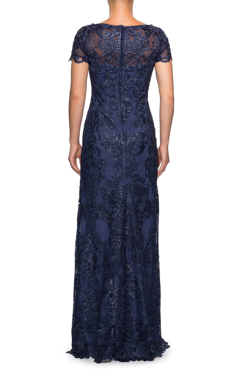 La Femme Sequin Embroidered Column Dress, Alternate, color,