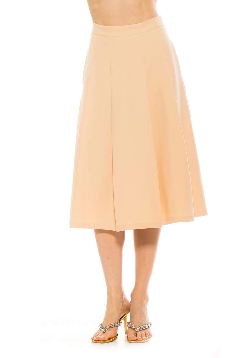 Illia Pleated Midi Skirt, Alternate, color, BEIGE