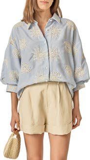 English Factory Striped Eyelet Embroidery Voluminous Shirt