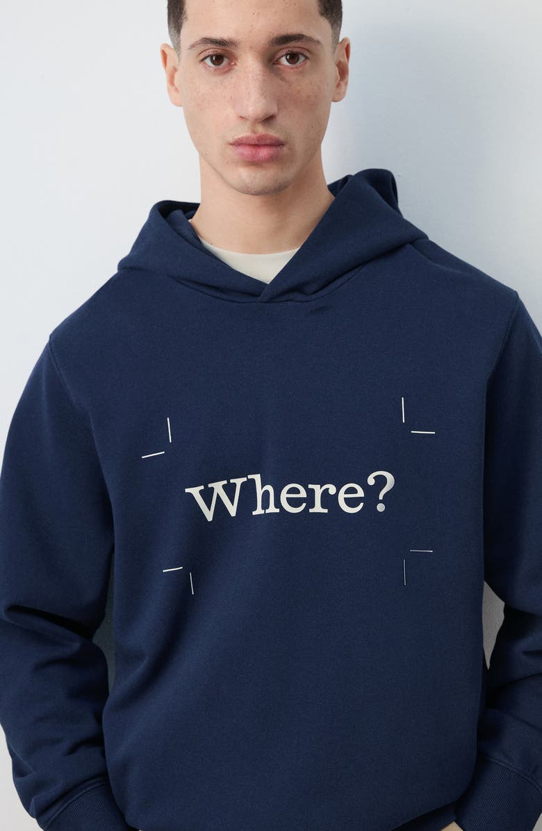 MANGO x Fantastic Man Where? Graphic Hoodie, Alternate, color, Ink Blue