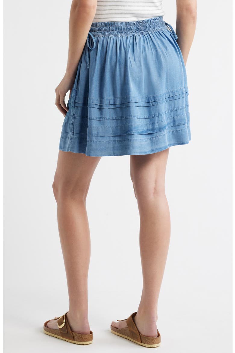 Chambray Tiered Miniskirt, Alternate, color, MEDIUM WASH