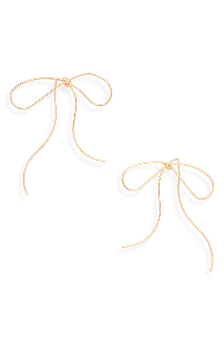 BaubleBar Thin Bow Stud Earrings, Main, color, 