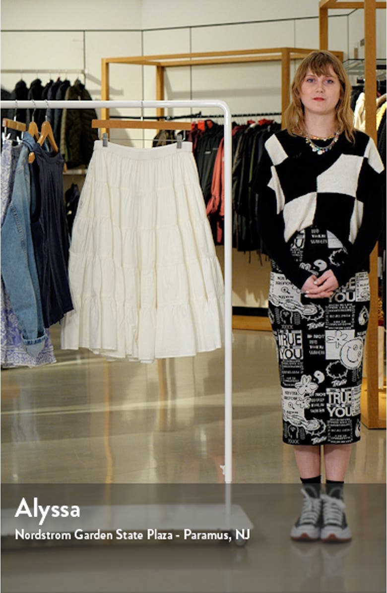 Full Swing Tiered Cotton Blend Midi Skirt, sales video thumbnail