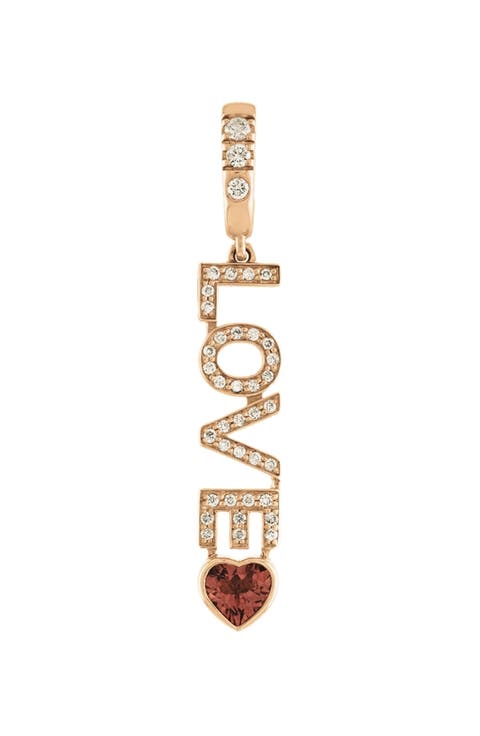 One Word Mantra Love Gold Diamond Pendant