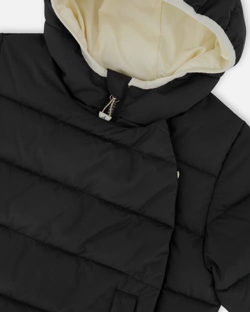 Deux Par Deux Kids Gender Inclusive Compressible Winter Puffy Coat Designed For Car Seat In Black