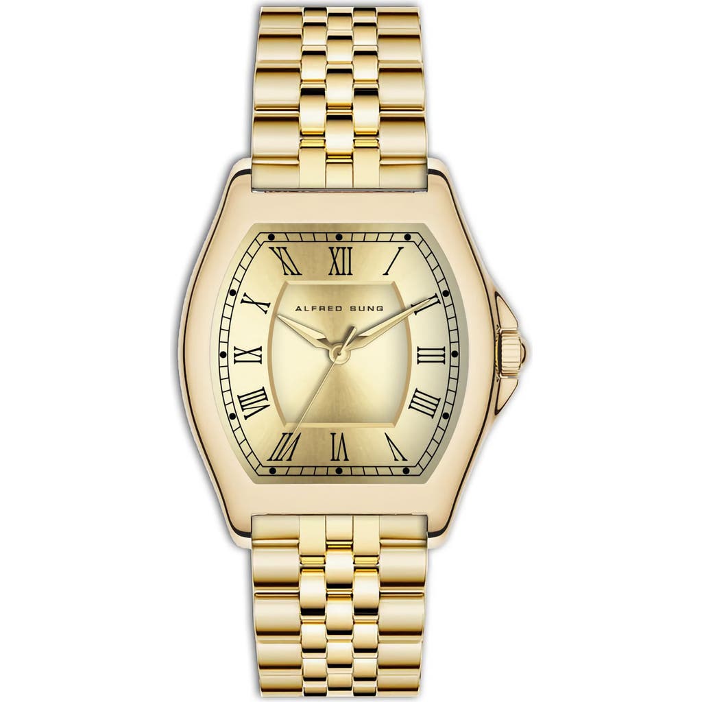 Alfred Sung Heritage Tonneau Bracelet Strap Watch, 22mm X 32mm In Gold