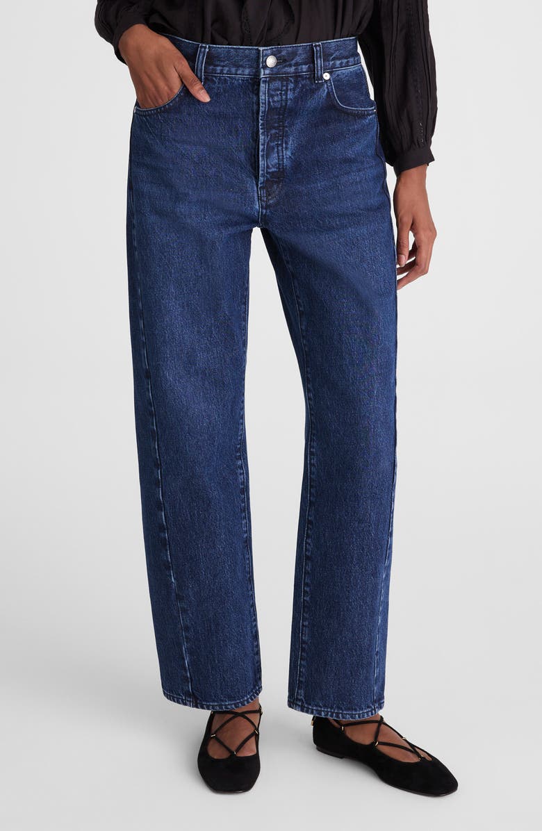 Madewell Pieced Barrel Jeans, Main, color, Mckinney Wash