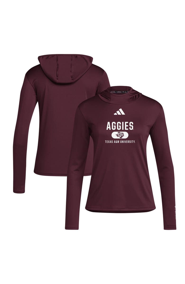 adidas Women's adidas Maroon Texas A&M Aggies Long Sleeve Hoodie T-Shirt, Main, color, 