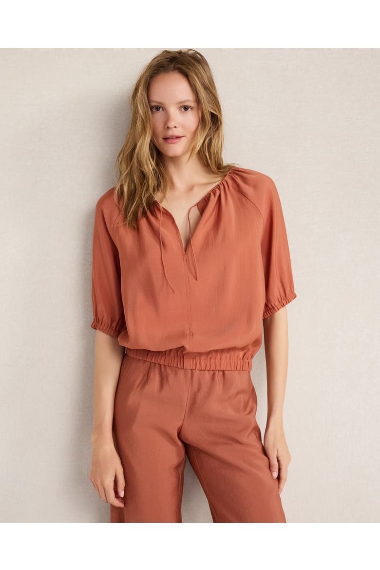 Luxe Modal Raglan Split Neck Top, Main, color, Tuscan Red