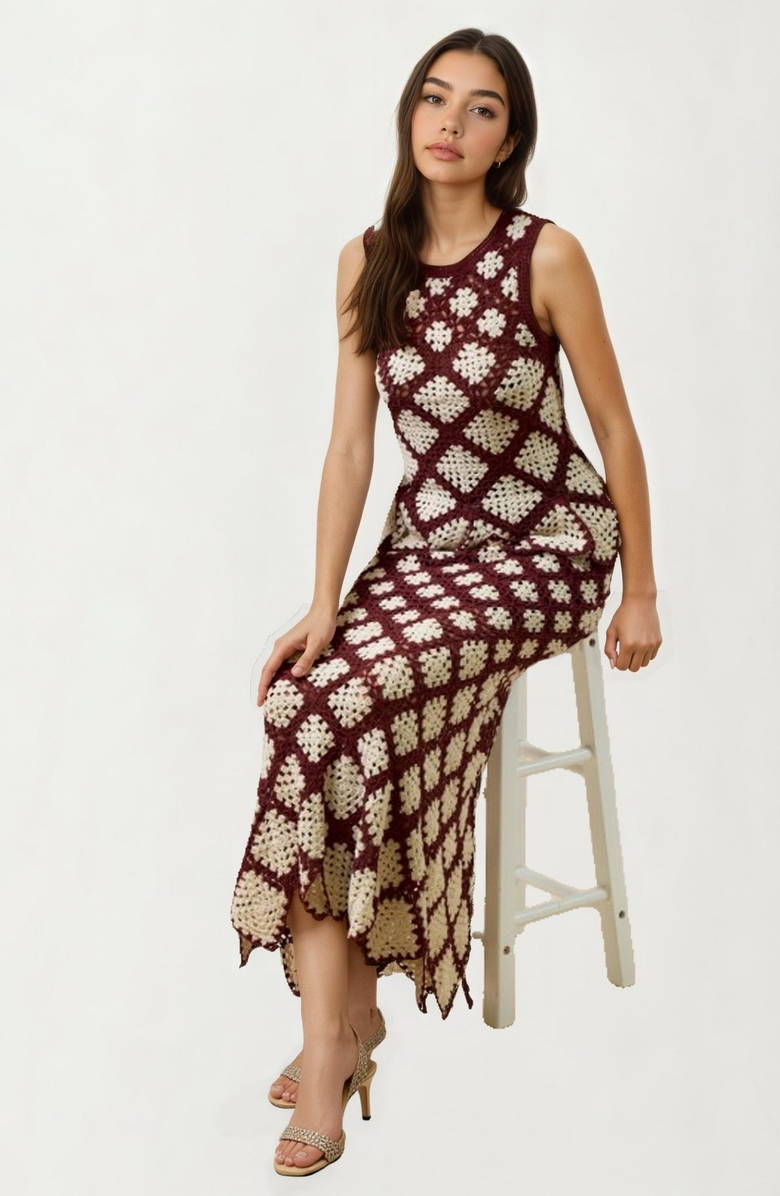 Knit and Lounge Sleeveless Crochet Peplum Top, Alternate, color, 