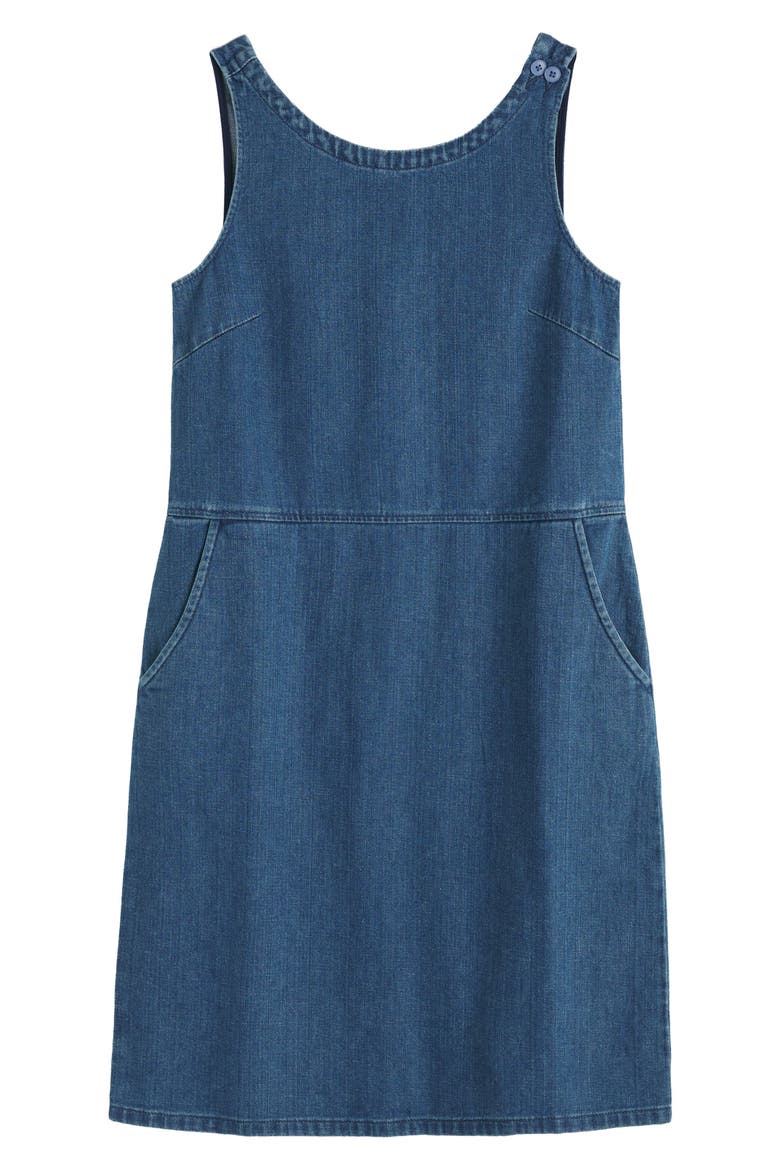 Salt Weave Denim Pinafore Dress, Alternate, color, MID WASH