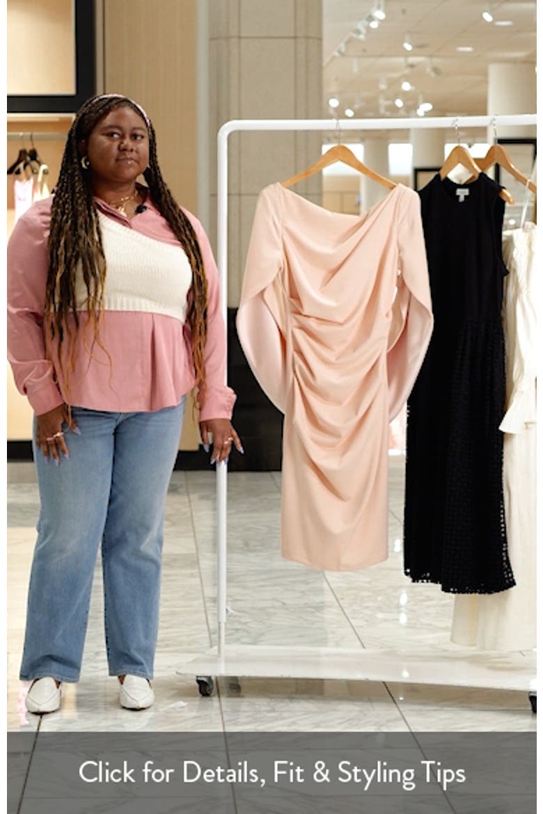 Cape Sleeve Crepe Sheath Dress video