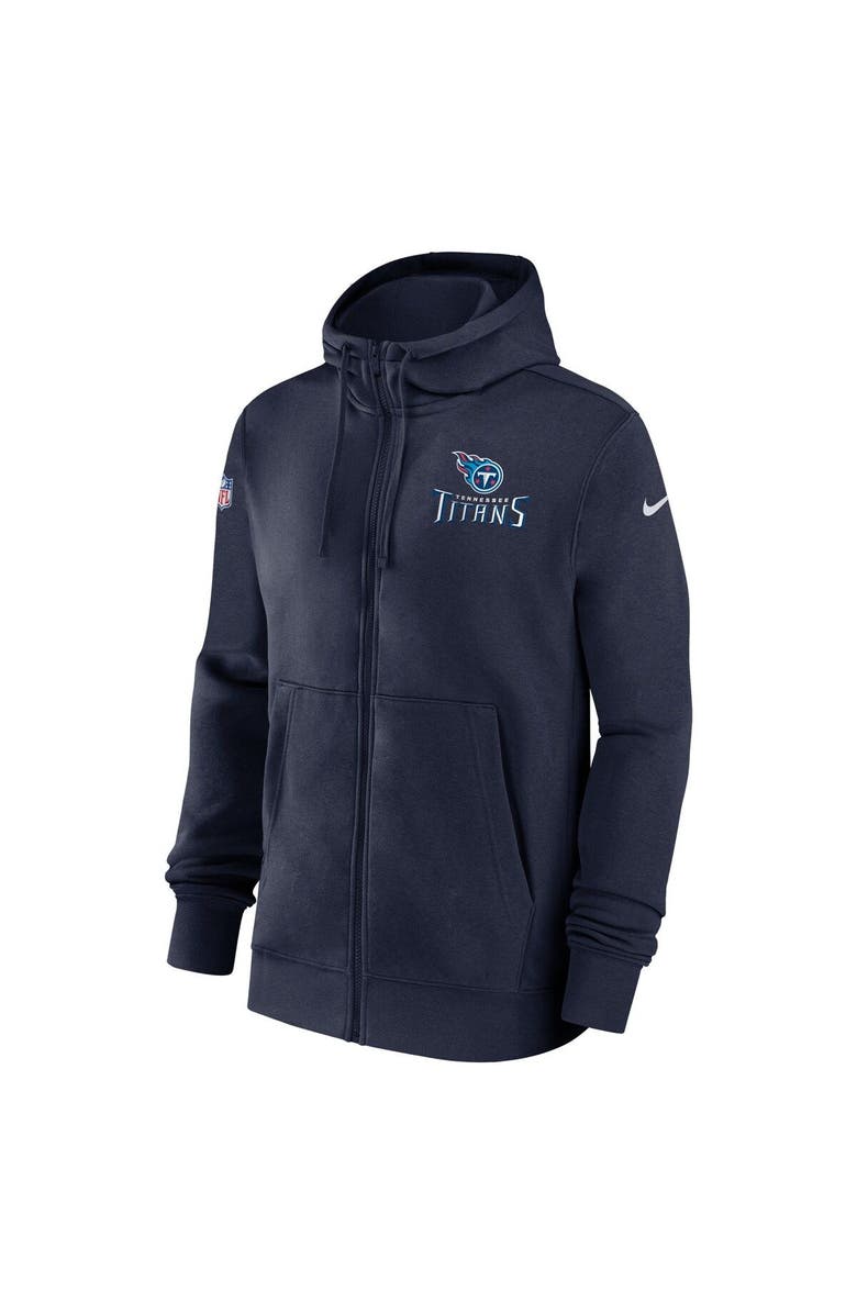 Nike Men's Nike Navy Tennessee Titans Sideline Club Performance Full-Zip Hoodie, Alternate, color, Navy