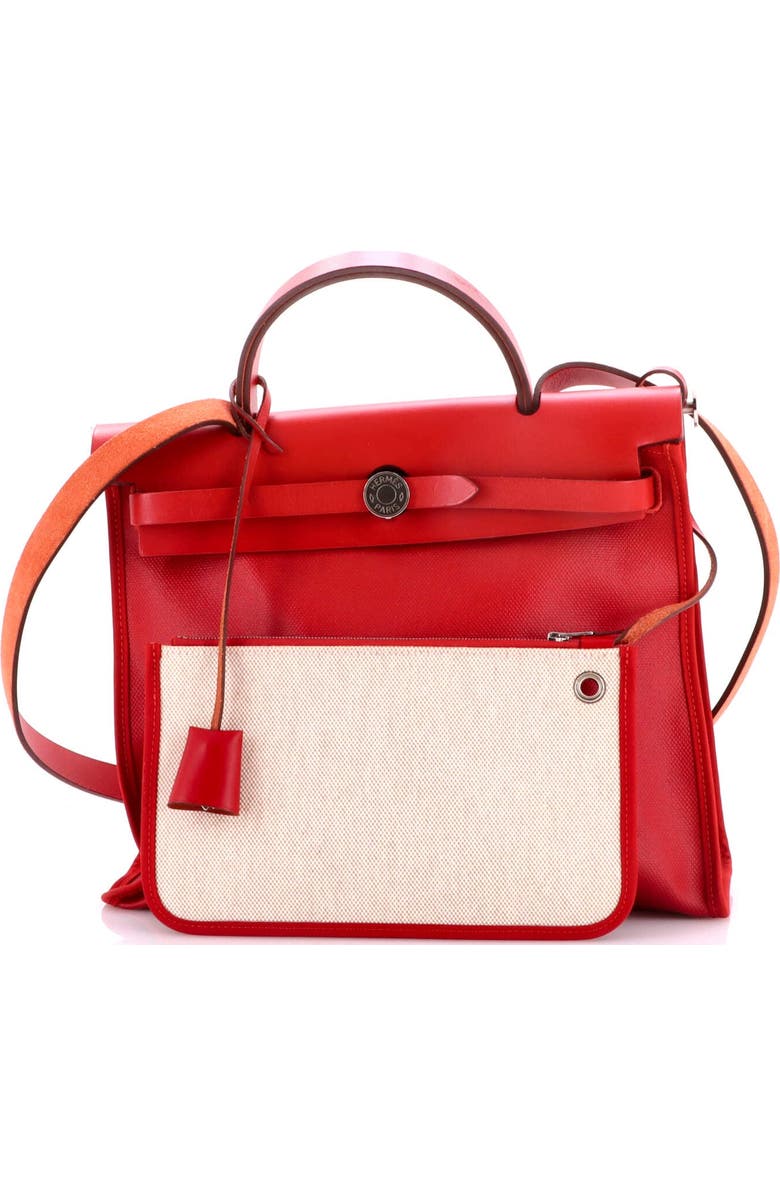 Pre-Owned Hermes Herbag Zip Berline Vache Canvas and Leather 31, Alternate, color, Rouge Piment