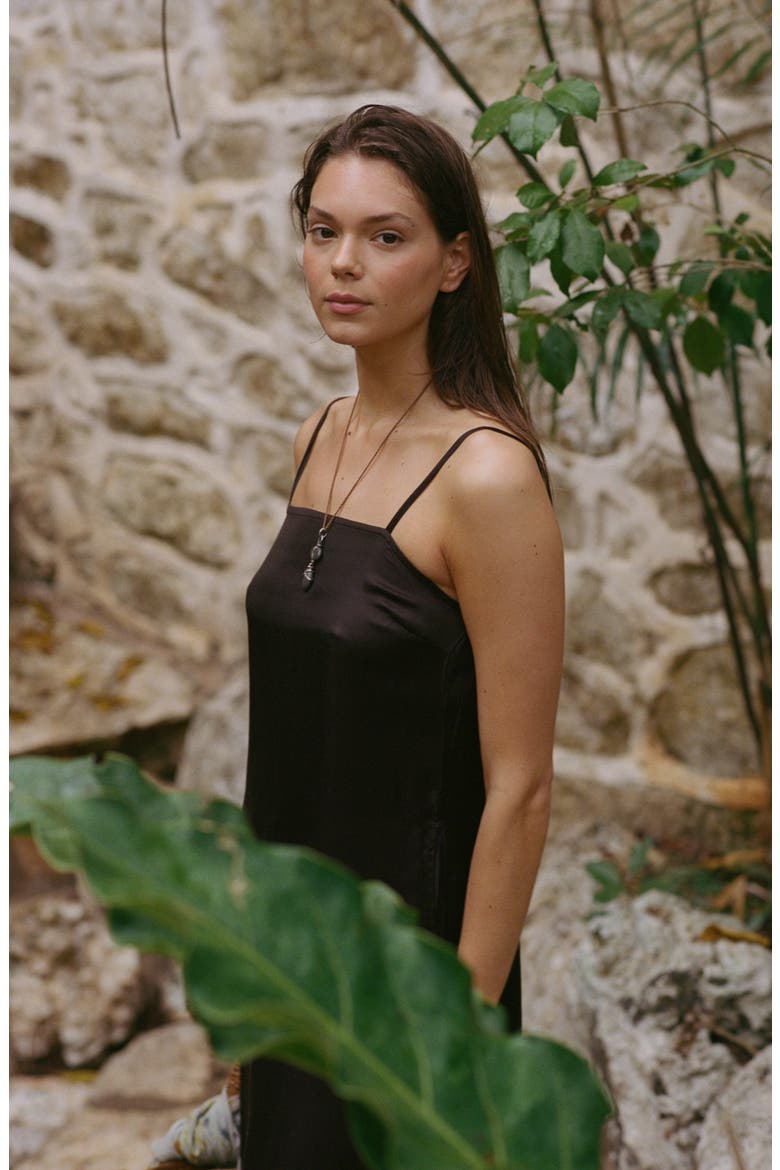 Rhea Sleeveless Satin Cover-Up Maxi Dress, Alternate, color, DEEP EARTH