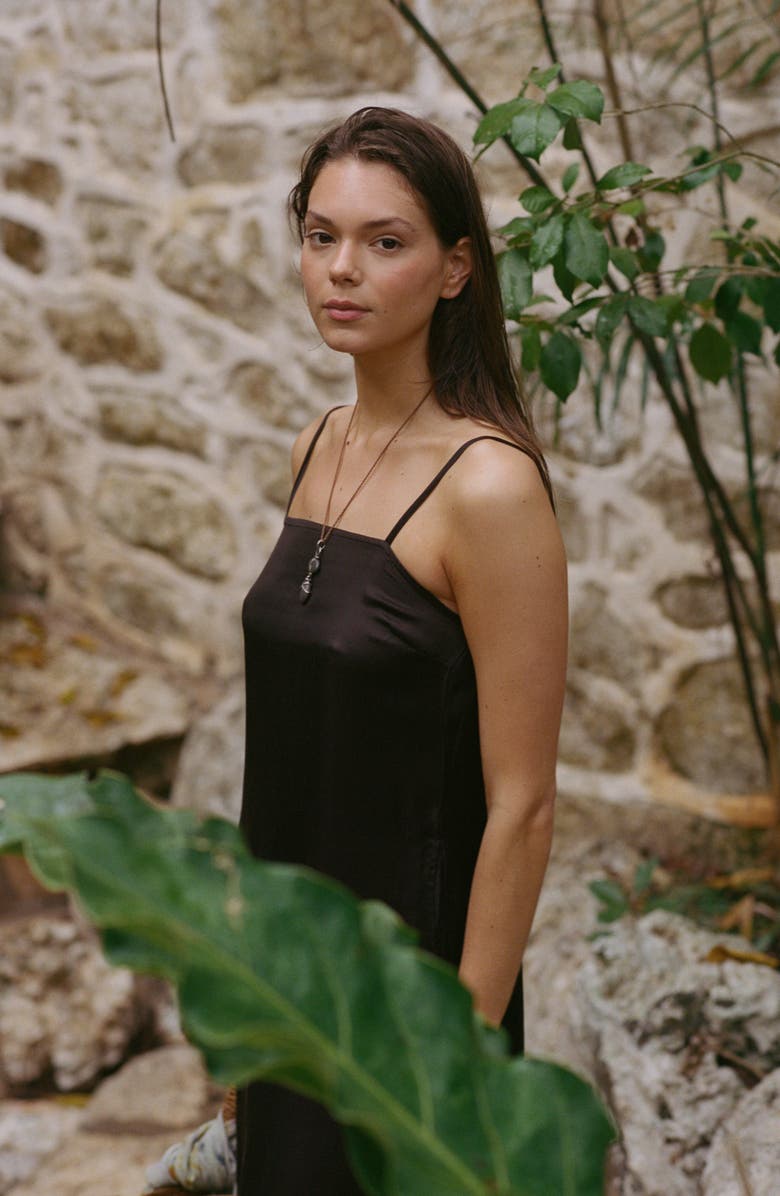 Vitamin A<sup>®</sup> Rhea Sleeveless Satin Cover-Up Maxi Dress, Alternate, color, Deep Earth