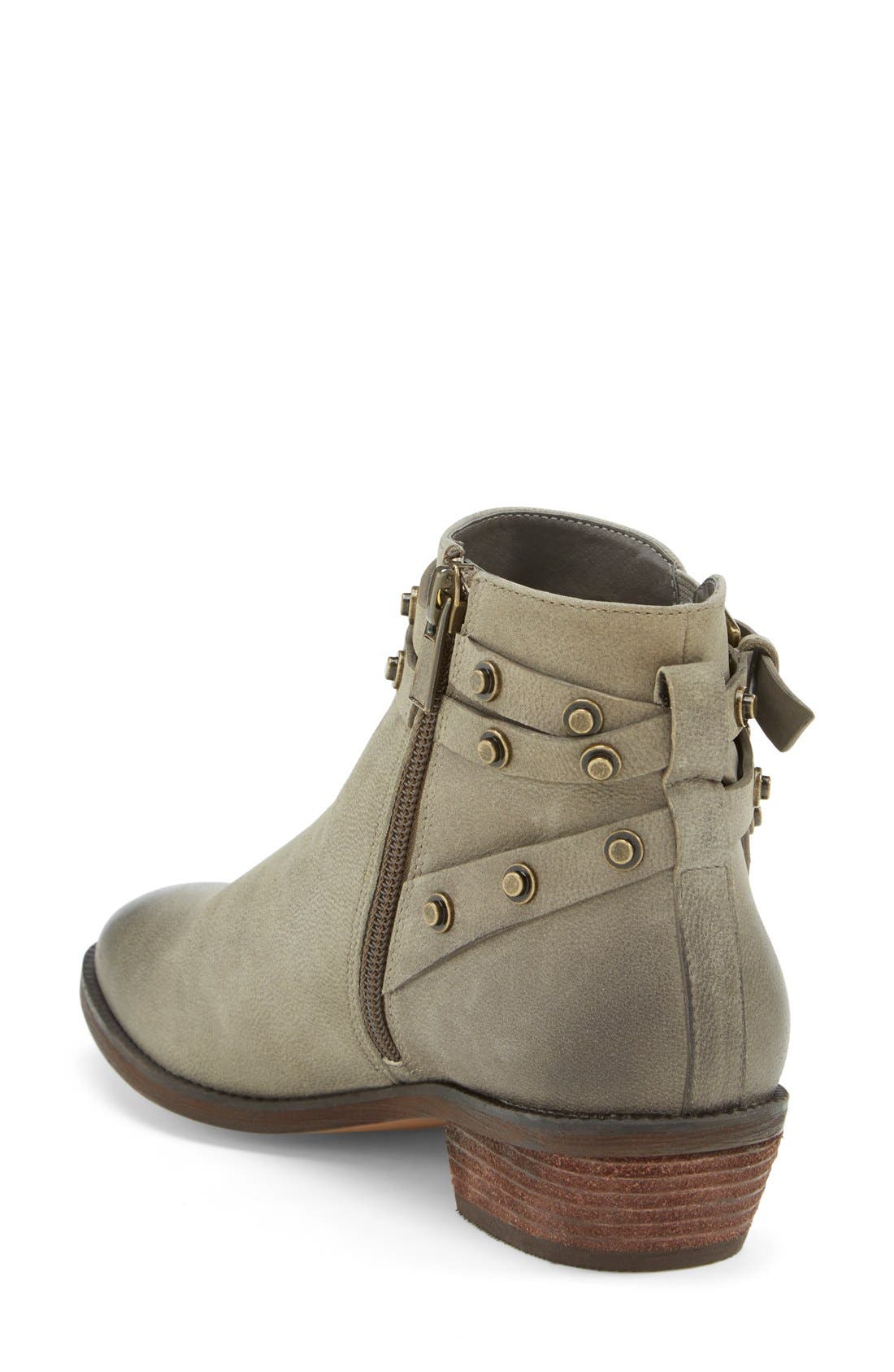 Halogen 'Lidia' Studded Leather Ankle Bootie, Alternate, color, GREY OILED LEATHER