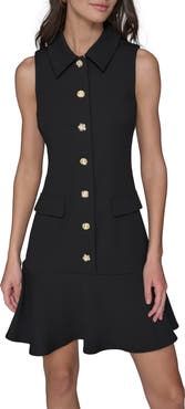 KARL LAGERFELD Floral Button Scuba Crepe Shirtdress