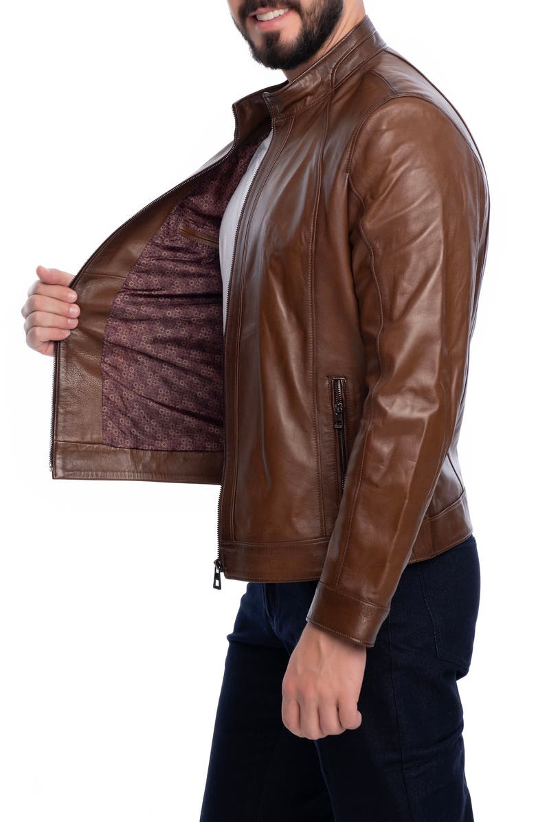 VELLAPAIS Smooth Leather Jacket, Alternate, color, Brown