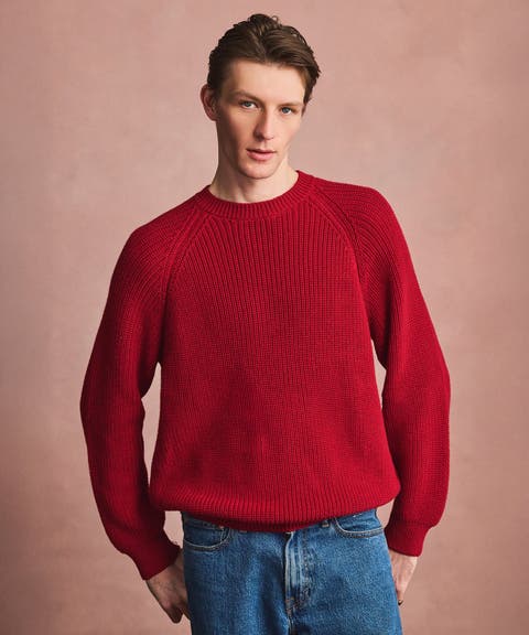 Cotton Fisherman Raglan Crewneck Sweater