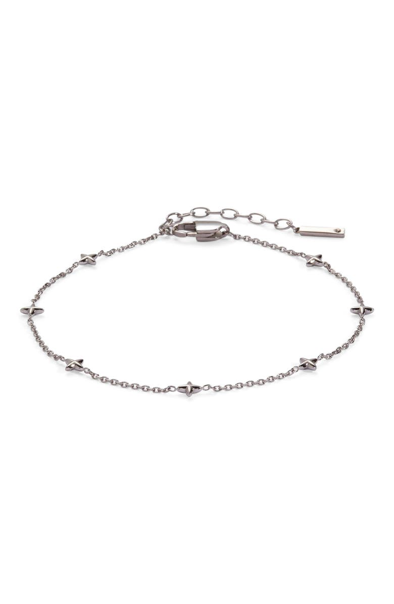 Alex and Ani Star Chain Anklet, Main, color, Silver