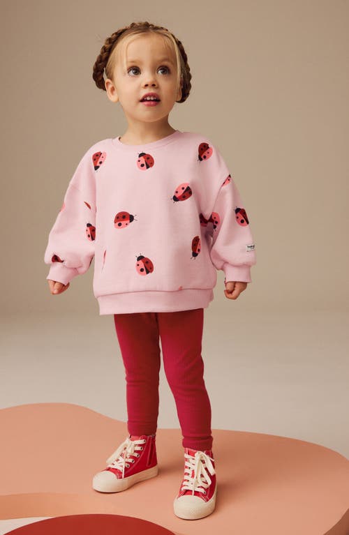 Next Kids' Ladybug Print Sweatshirt & Rib Leggings Set In Pink