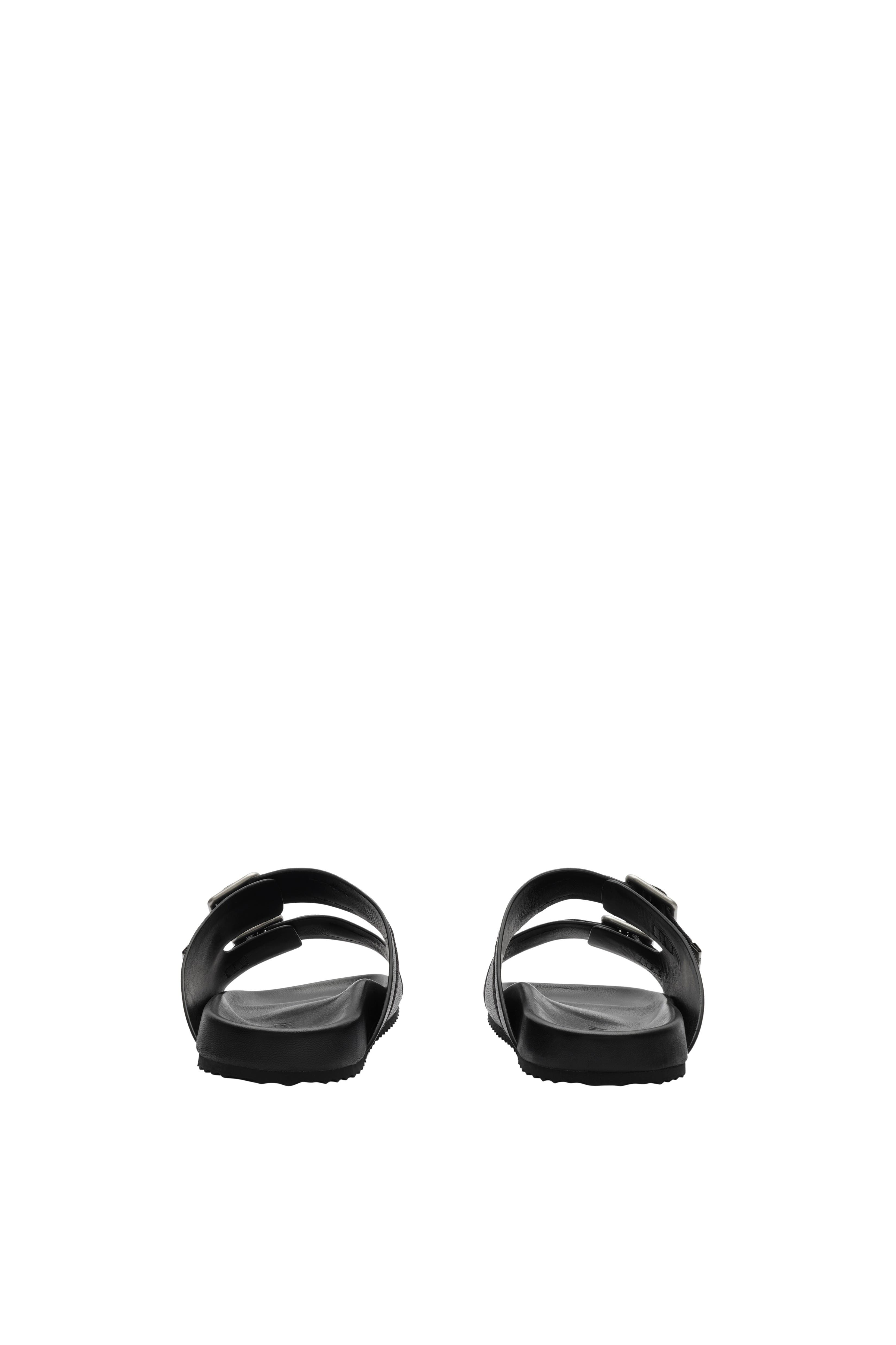 Burberry Leather Urchin Sandals, Alternate, color, Black