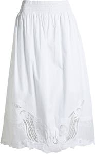 rag & bone Clem Broderie Anglaise Trim Cotton Midi Skirt
