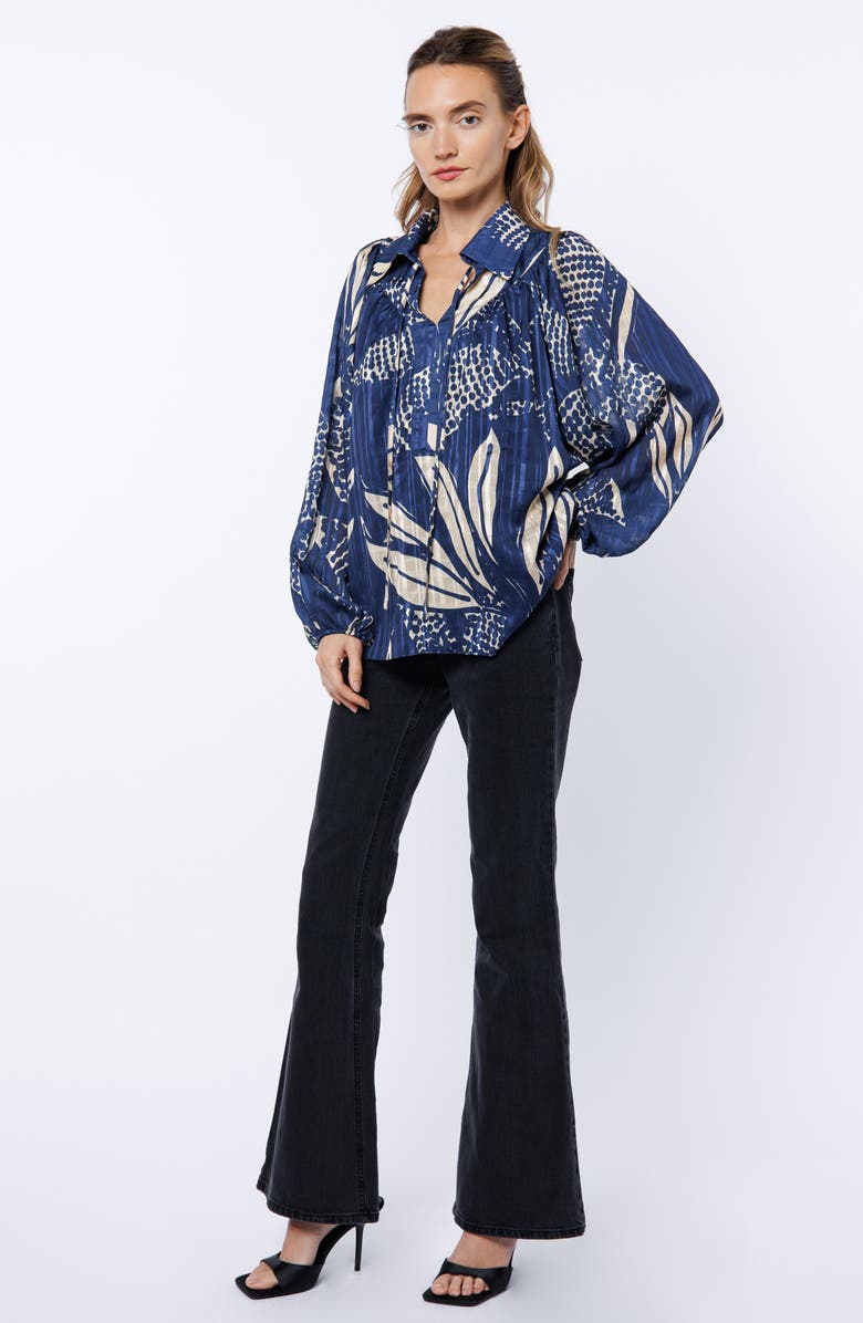 CIEBON Elisa Long Sleeve Top, Alternate, color, Navy/ Cream