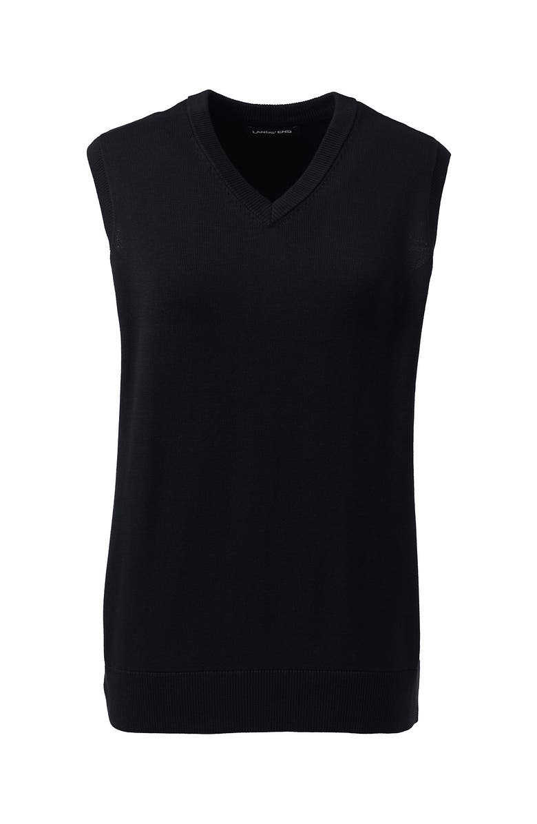 Lands' End School Uniform  Cotton Modal Fine Gauge Sweater Vest, Alternate, color, Black