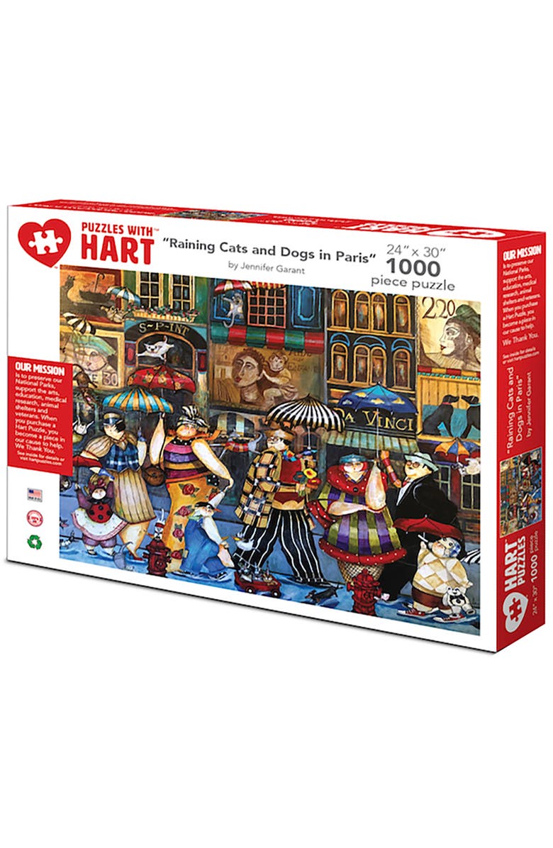 Hart Puzzles Raining Cats and Dogs in Paris by Jennifer Garant 1000 Piece Puzzle, Main, color, Multicolored