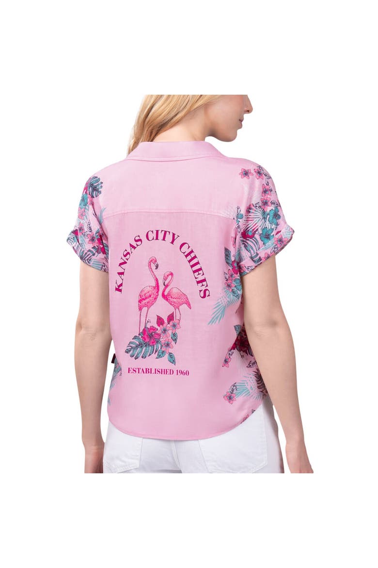 Women's Margaritaville Pink Kansas City Chiefs Stadium Tie-Front Button-Up Shirt, Alternate, color, Pink