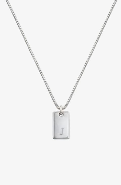 Willow Initial Tag Necklace - 925 Sterling Silver