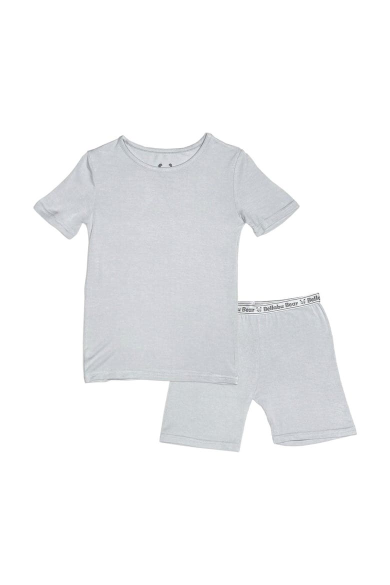 Cloud Grey Kids 2-Piece Short Sleeve & Shorts Pajama Set, Main, color, Cloud Grey