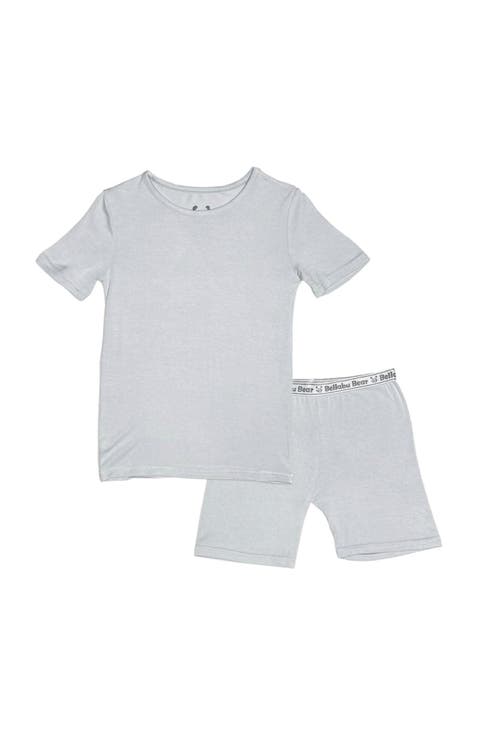 Cloud Grey Kids 2-Piece Short Sleeve & Shorts Pajama Set