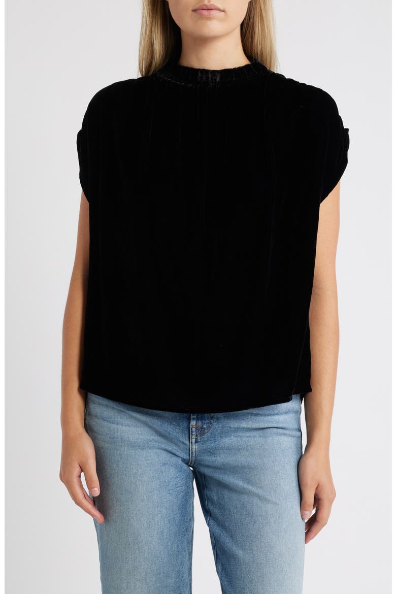 Extended Sleeve Velvet Top, Main, color, BLACK