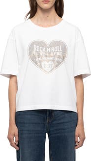 Zadig & Voltaire Taida Crystal Embellished Graphic Heart T-Shirt