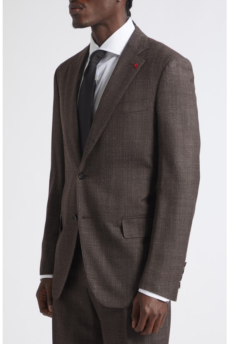 Pinstripe Wool & Silk Suit, Alternate, color, DARK BROWN 450
