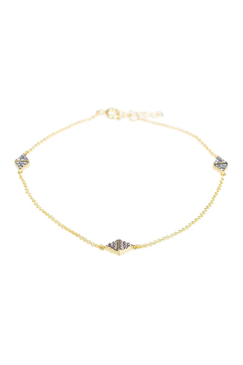 Two-Tone CZ Diamond Station Anklet, Main, color, 2 TONE