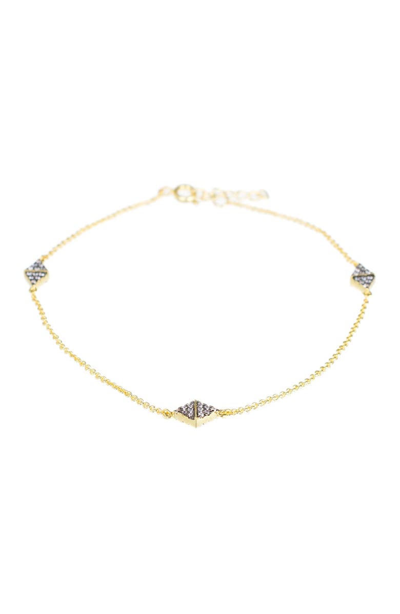 CZ by Kenneth Jay Lane Two-Tone CZ Diamond Station Anklet, Main, color,