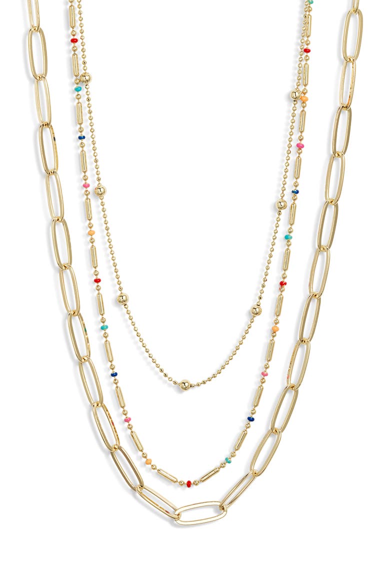 Set of 2 Enamel Dot Chain Layered Necklaces, Main, color, MULTI- GOLD
