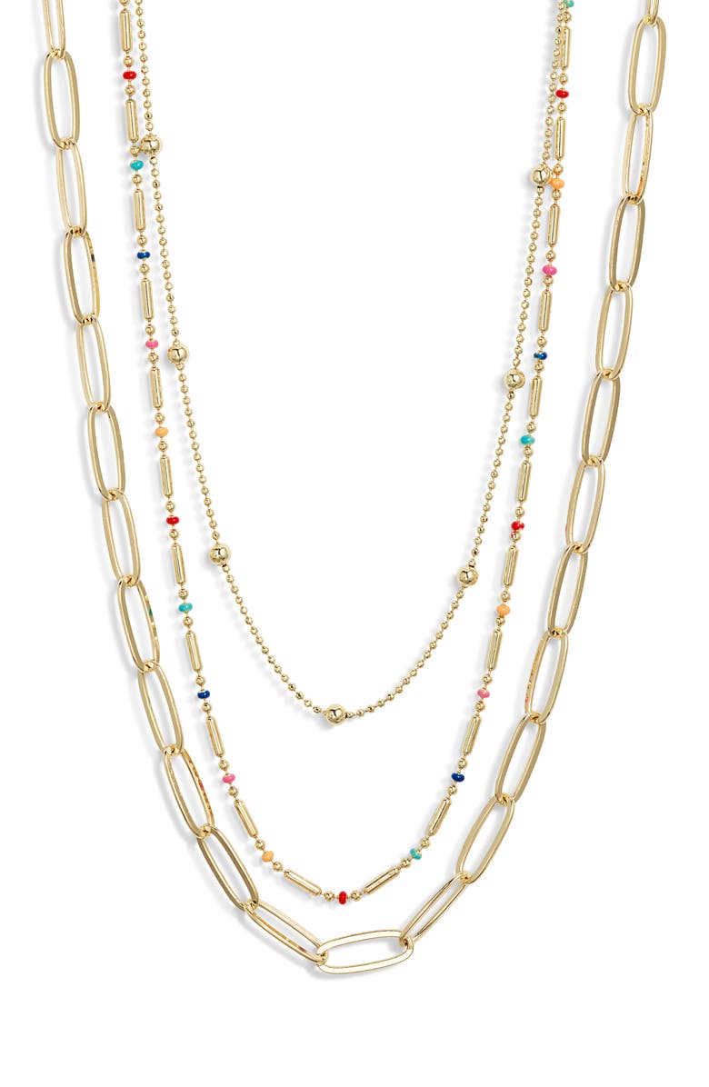 Nordstrom Set of 2 Enamel Dot Chain Layered Necklaces, Main, color, 