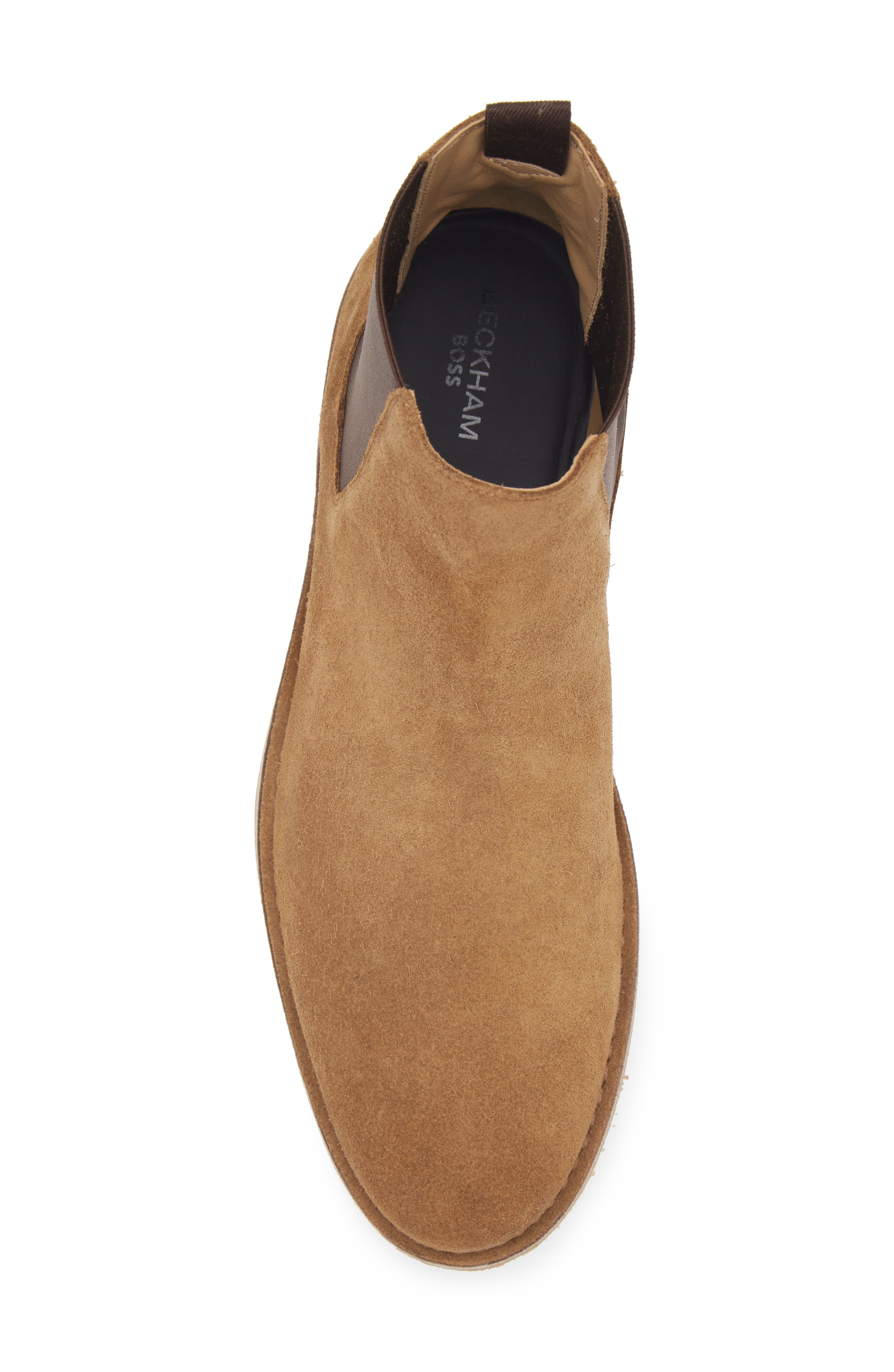 BOSS x Beckham Jareth Plain Toe Suede Chelsea Boot, Alternate, color, Medium Beige