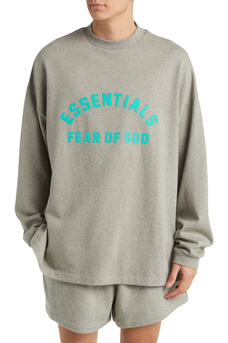 Long Sleeve Cotton Graphic T-Shirt, Main, color, DARK HEATHER OATMEAL