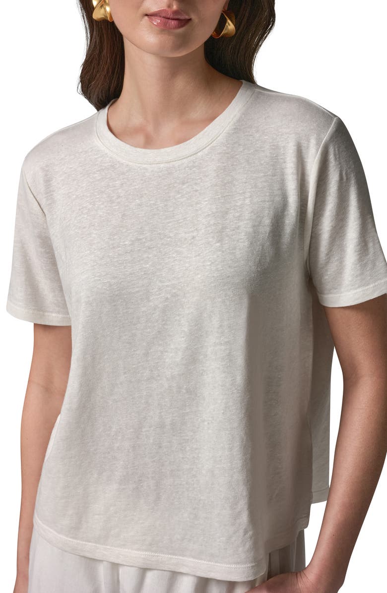 Donna Karan New York Linen Blend T-Shirt, Alternate, color, Cream