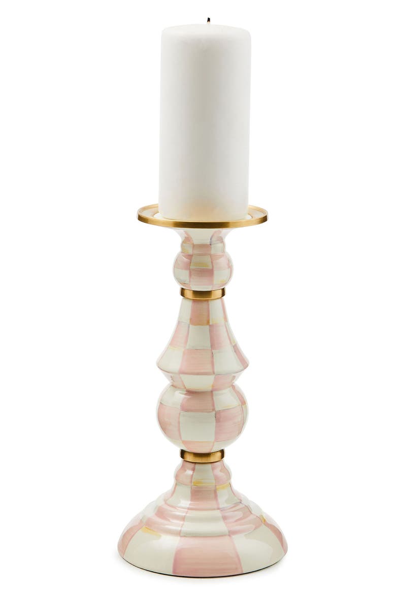 Rosy Check Large Pillar Candleholder, Alternate, color, ROSY