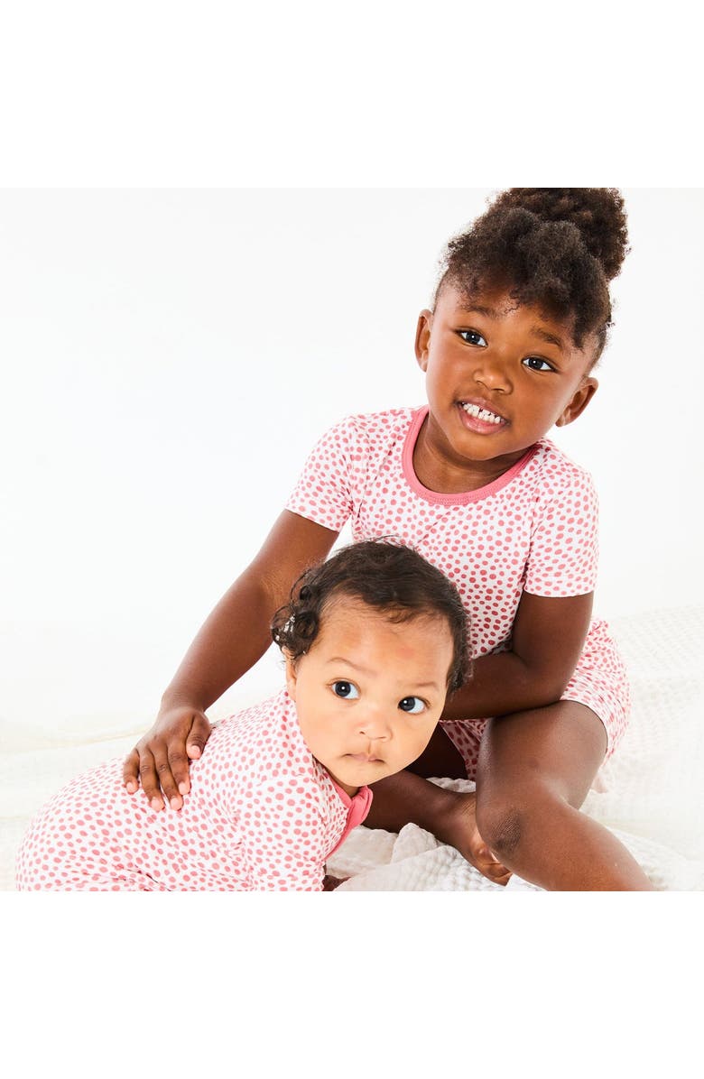 Clover Baby & Kids Soft & Stretchy Zipper Footie - Coral Dots, Alternate, color, Coral Dots