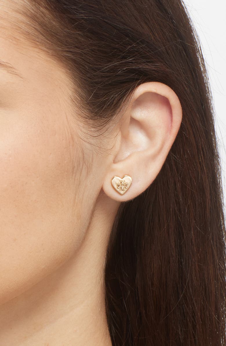 Tory Burch Forget Me Not Stud Earrings, Alternate, color, Tory Gold