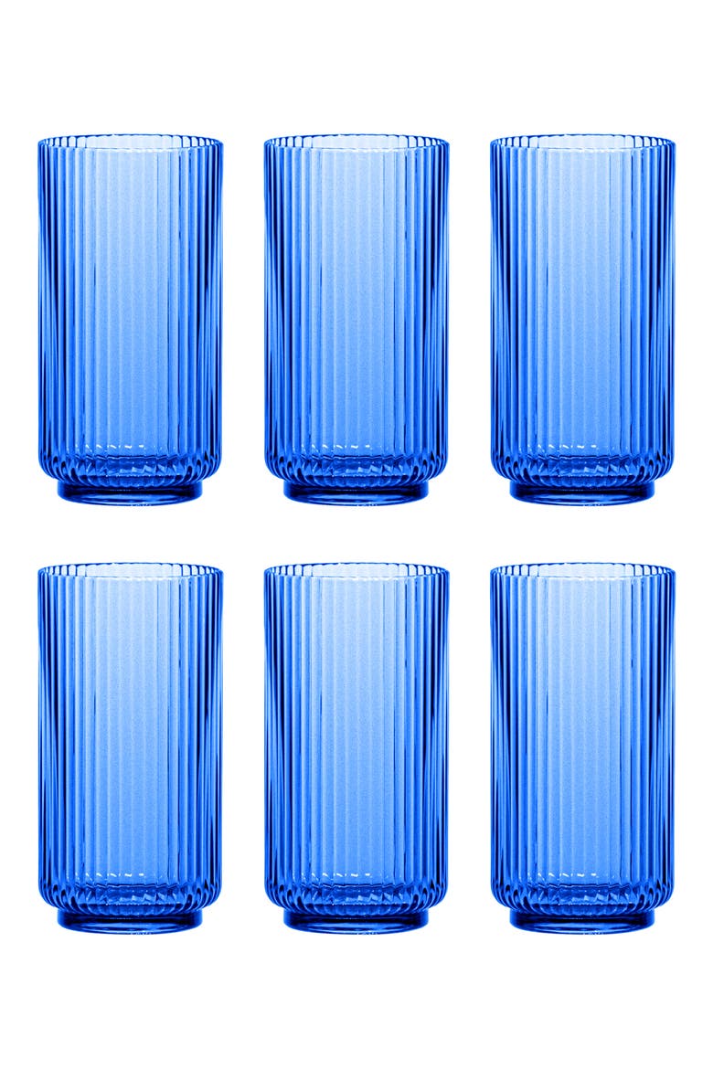 Set of 6 Shatterproof Mesa Jumbo Drinking Glasses, Main, color, BLUE