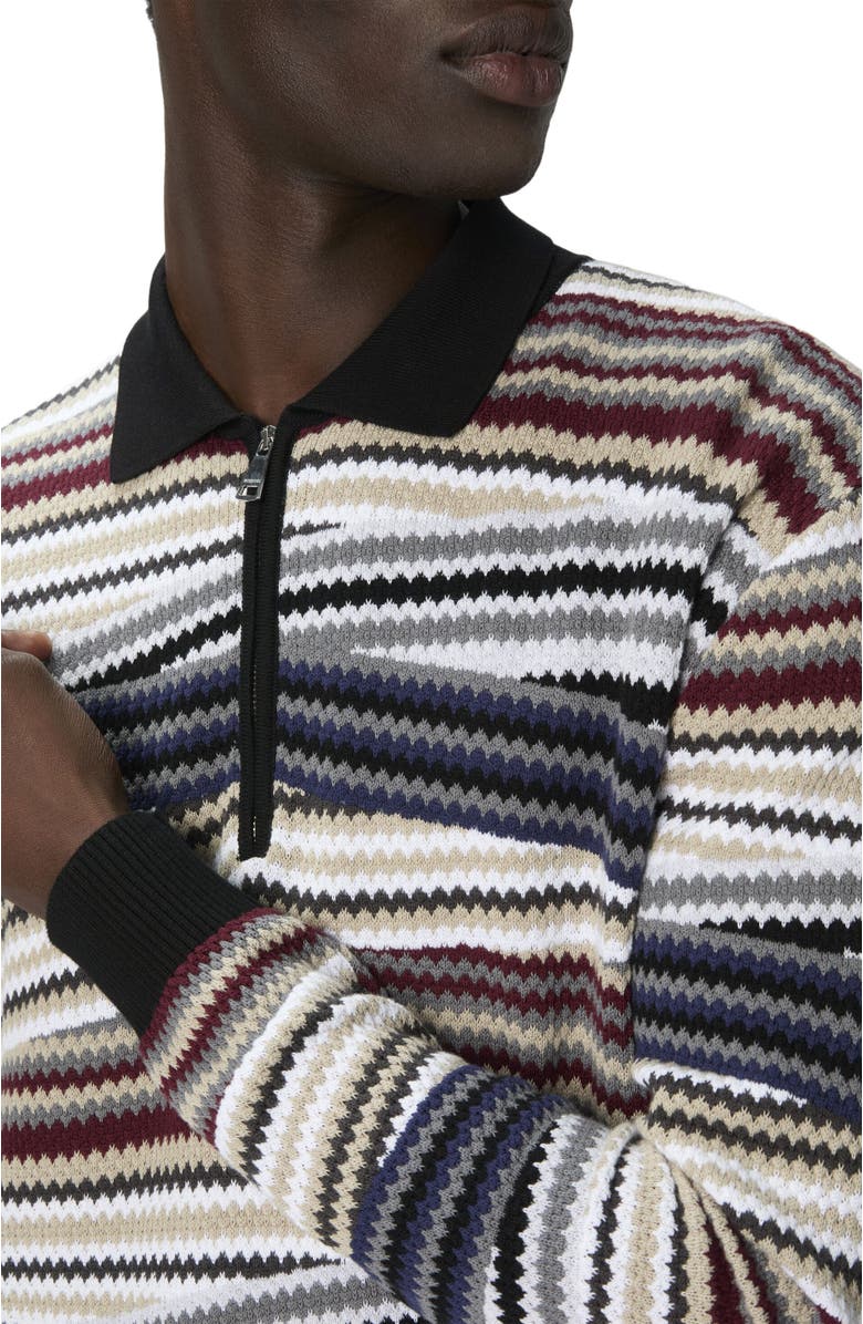 Missoni Long Sleeve Polo With Zip And Striped Zigzag Pattern, Alternate, color, Multicoloured